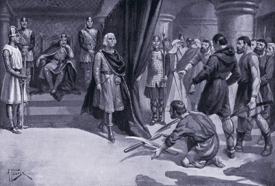 Peasants Flinging Down Their Ploughshares at the Feet of Henry I, 1920s by Alfred Pearse